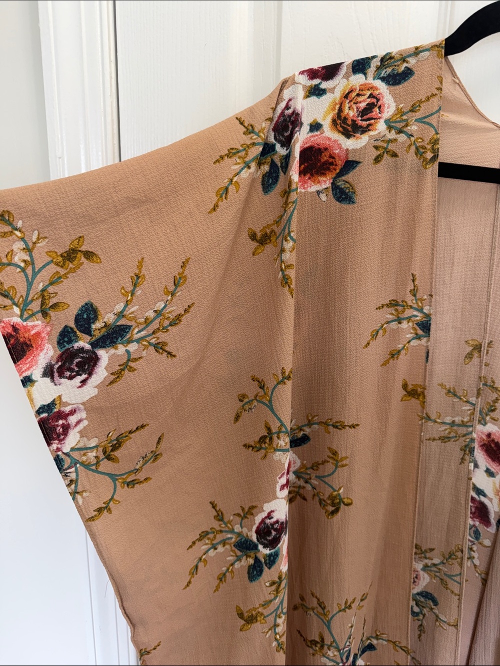 Floral Duster Kimono in Blush Tan - Picture 3 of 7